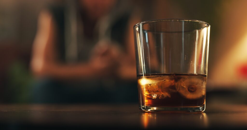 alcoholic,,addiction,and,glass,of,whiskey,with,person,in,living